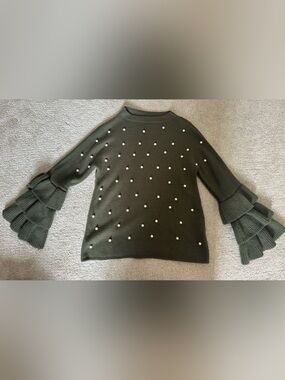 SHEIN Olive Green Knit Crewneck Sweater